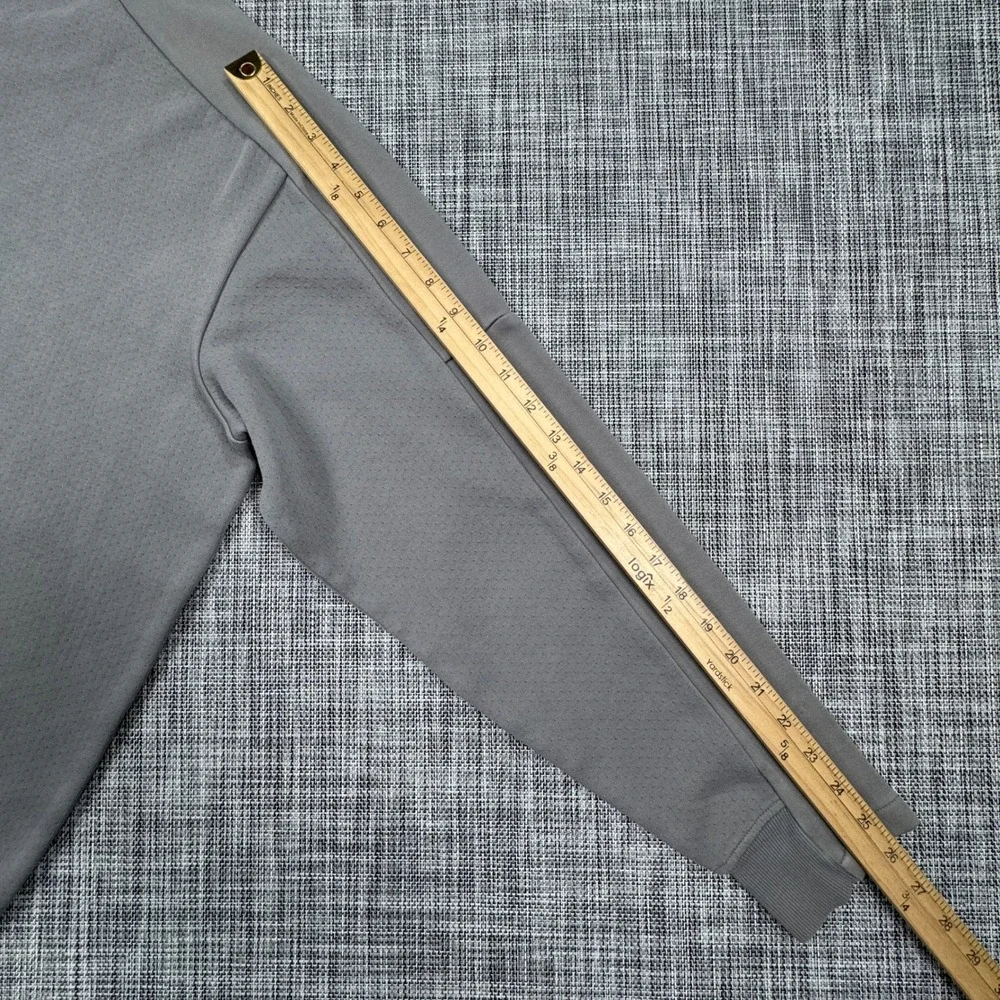 Adidas Sweatshirt Mens Approx Large Gray Textured Crewneck Zip Chest Pocket